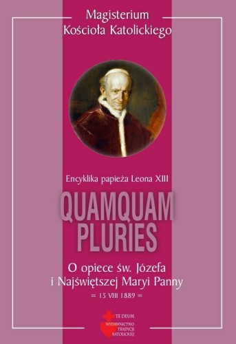 Okładka książki "Quamquam pluries. O opiece św. Józefa i Najświętszej Maryi Panny", Leon XIII, wydawnictwo Te Deum