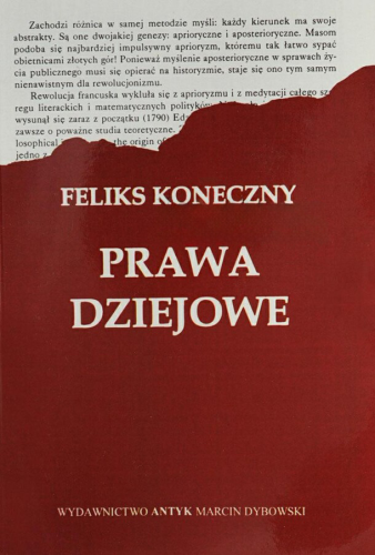 Okładka książki "Prawa Dziejowe", Feliks Koneczny, wydawnictwo Antyk