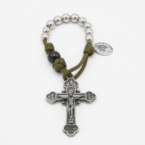 Dzięsiątka różańca ze stali nierdzewnej na paracordzie