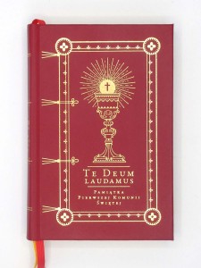 Pamiątka Pierwszej Komunii Świętej, karminowa, dla chłopców