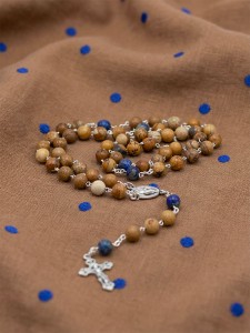 Różaniec (lapis lazuli i jaspis krajobrazowy) 8 mm