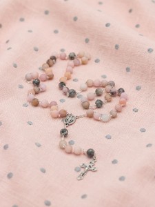 Różaniec (opal różowy, jaspis szary) 8 mm