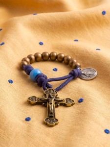 Różaniec - dziesiątka - antyczne złoto na paracordzie